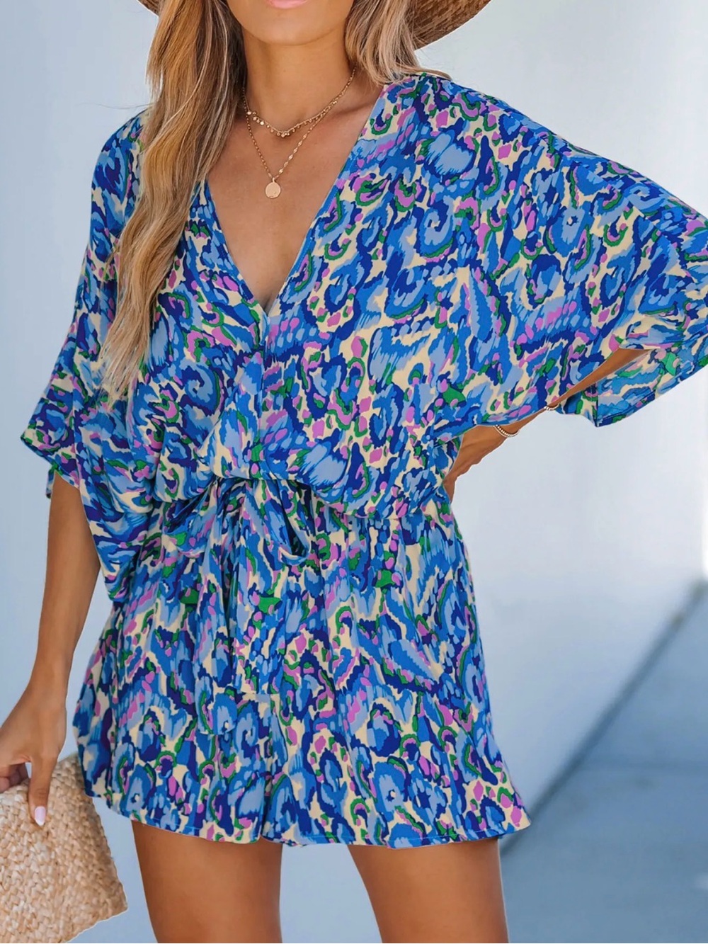Cupshe Abstract Print Drawstring Romper